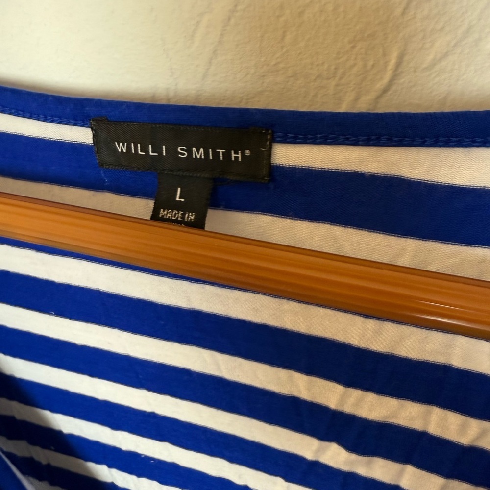 Willi Smith Navy and White Striped Blouse - Picture 3 of 4